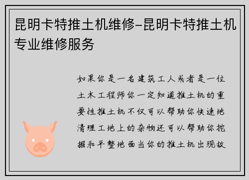 昆明卡特推土机维修-昆明卡特推土机专业维修服务